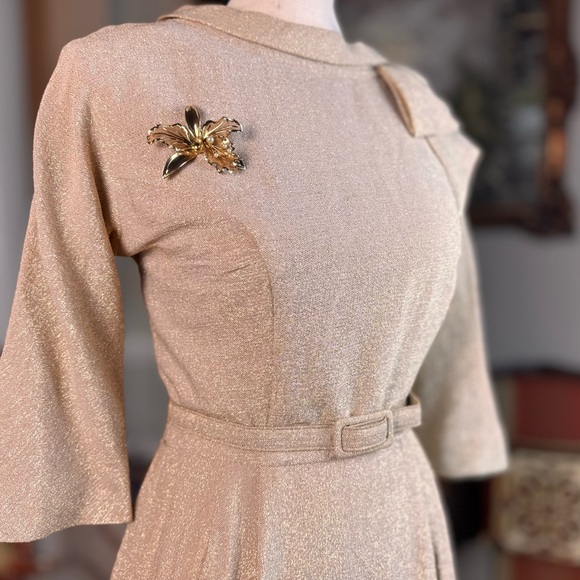 Vintage 1960’s Jannell Of California Dress w Vintage Brooch - Size Small - Picture 5 of 14